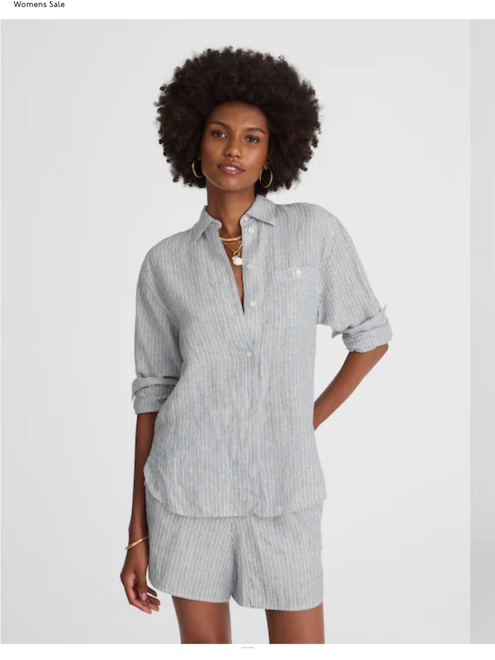 Madewell blue and gray striped Linen Button-Down Shirt